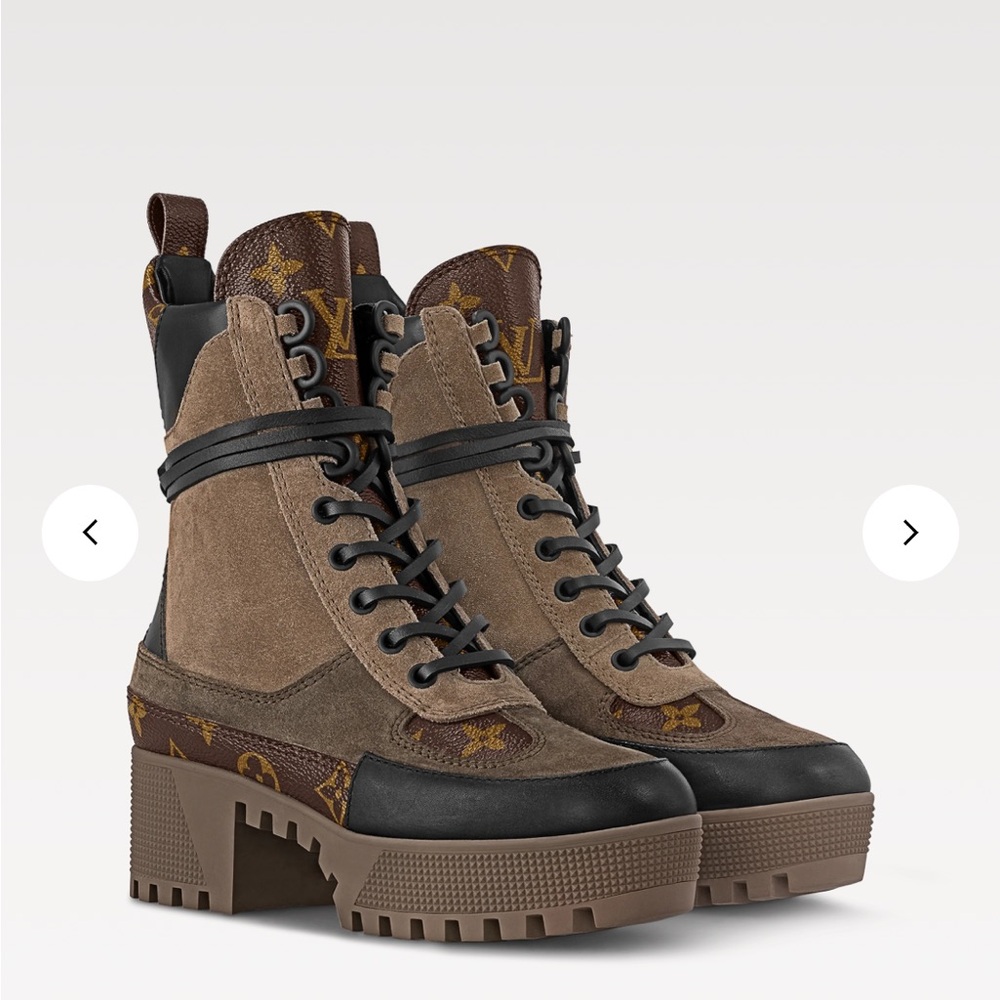 Louis Vuitton Brown and Black Lace-Up Boots
